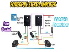 Bass Boosted Stereo Amplifier Using 2SA1943 Transistors