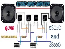 Transistors Stereo Amplifier S8050 and S8550 | USb Powered