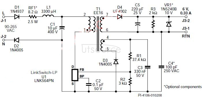 Features and pin diagrams of LNK364PN chip