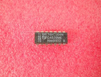 74HC164N 8-bit serial-in, parallel-out shift register - Description: 8-Bit Serial-In/Parallel-Out Shift Register ; Fmax: 78 MHz; Logic switching levels: CMOS ; Output drive capability: +/- 5.2 mA ; Power dissipation considerations: Low Power or Battery Applications ; Propagation delay: 12@5V ns; Voltage: 2.0-6.0 V