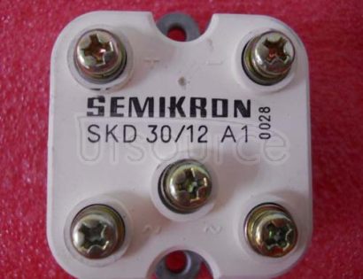 SKD30/12A1 The SKD30/12A1 is a 3-phase Power Bridge Rectifier with isolated metal case and screw terminals. The bridge rectifier features high surge current and easy chassis mount.