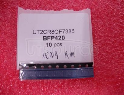 BFP420 Si, SiGe RF Transistors, fT = 24 to 70 GHz<br/> Package: PG-SOT343-4<br/> VCEO max: 4.5 V<br/> ICmax: 35.0 mA<br/> Ptot max: 160.0 mW<br/> fT typ: 25.0 GHz<br/> F typ: 1.1 dB<br/>
