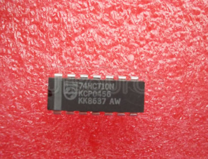 74HCT10N Triple 3-input NAND gate - Description: Triple 3-Input NAND Gate; TTL Enabled ; Logic switching levels: TTL ; Number of pins: 14 ; Output drive capability: +/- 4 mA ; Power dissipation considerations: Low Power ; Propagation delay: 11 ns; Voltage: 4.5-5.5V