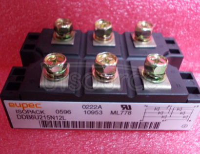 DDB6U215N12L Diode Bridges; Package: AG-ISOPACK-1; VDRM/ VRRM V: 1,600.0 V; IFSM max: 1,375.0 A; Configuration: 3 phase bridge rectifier uncontrolled; Housing: IsoPACK&#153;;