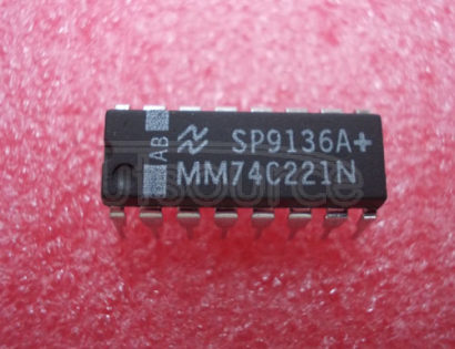 MM74C221N Dual Monostable Multivibrator<br/> Package: DIP<br/> No of Pins: 16<br/> Container: Rail