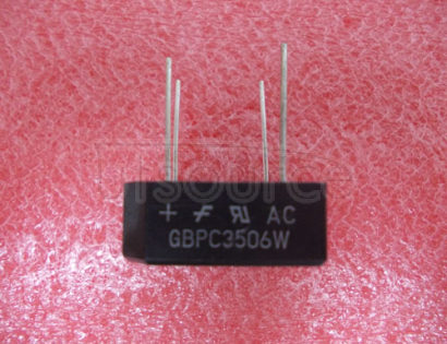 GBPC3506W Bridge Rectifier - GBPC Series
The GBPC family of glass passivated bridge rectifiers offer forward currents from 25A to 50 A with 600 V to 1000 V reverse voltages. The two versions in the series are GBPC W and GBPC type (solder FAST ON terminals 0.25 in). Applications include PCB circuitry and AC t