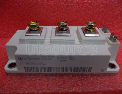 FF100R12KS4 IGBT Modules up to 1200V Dual <br/> Package: AG-62MM-1<br/> IC max: 100.0 A<br/> VCEsat typ: 3.2 V<br/> Configuration: Dual Modules<br/> Technology: IGBT2 Fast<br/> Housing: 62 mm<br/>