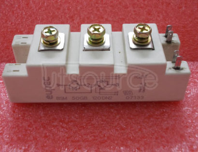 BSM50GB120DN2 IGBT Modules up to 1200V Dual <br/> Package: AG-34MM-1<br/> IC max: 50.0 A<br/> VCEsat typ: 2.5 V<br/> Configuration: Dual Modules<br/> Technology: IGBT2 Standard<br/> Housing: 34 mm<br/>