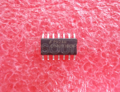 CD4093BCM Quad 2-Input NAND Schmitt Trigger<br/> Package: SOIC<br/> No of Pins: 14<br/> Container: Rail