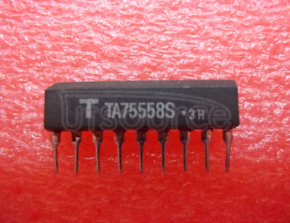 TA75558S IC DUAL OP-AMP, 6000 uV OFFSET-MAX, 3 MHz BAND WIDTH, PSIP9, 2.54 MM PITCH, PLASTIC, SIP-9, Operational Amplifier