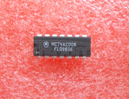 MC74AC00N Quad 2-Input NAND Gate<br/> Package: PDIP-14<br/> No of Pins: 14<br/> Container: Rail<br/> Qty per Container: 500