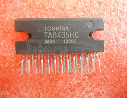 TA8435HQ Stepping Motor Driver ICs<br/> Function: Driver<br/> Vopmax (Vm*): 26.4V (40V)<br/> Io (lpeak): 1.5A (2.5A)<br/> Excitation: 1/8 step<br/> I/F: CLK input<br/> Mixed Decay Mode: no<br/> Package: HZIP25<br/> RoHS Compatible: yes