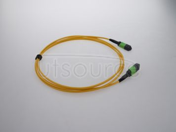 5m (16ft) MTP Female to Female 12 Fibers OS2 9/125 Single Mode Trunk Cable, Type A, Elite, Plenum (OFNP), Yellow