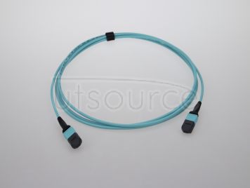 2m (7ft) MPO Female to MPO Female 12 Fibers OM3 50/125 Multimode Trunk Cable, Type B, Elite, LSZH, Aqua