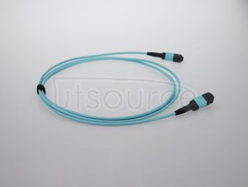 3m (10ft) MTP Female to MTP Female 24 Fibers OM3 50/125 Multimode Trunk Cable, Type C, Elite, LSZH, Aqua