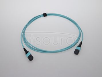2m (7ft) MTP Female to Female 12 Fibers OM3 50/125 Multimode Trunk Cable, Type A, Elite, Plenum (OFNP), Aqua