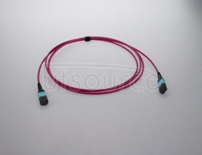 3m (10ft) MTP Female to MTP Female 24 Fibers OM4 50/125 Multimode Trunk Cable, Type C, Elite, LSZH, Magenta Key up to Key down, 0.35dB IL, 3.0mm Cable Jacket, designed for 100GBASE-SR10 CXP/CFP Interconnect Solution and high-density data center.