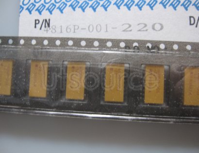 4816P-001-220 Thick Film Resistor Network<br/> Series:4816<br/> Resistance:100ohm<br/> Resistance Tolerance:+/- 2 %<br/> Power Rating:1.28W<br/> Voltage Rating:50V<br/> Temperature Coefficient:+/-100 ppm<br/> Package/Case:16-DIP<br/> Network Circuit Type:Isolated