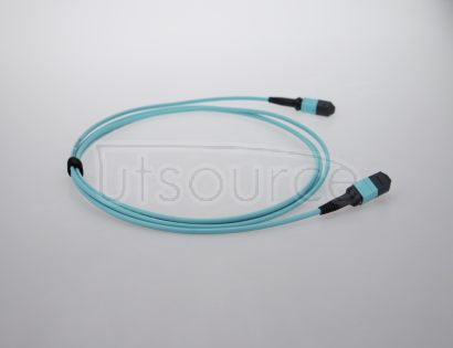 2m (7ft) MTP Female to Female 12 Fibers OM3 50/125 Multimode Trunk Cable, Type B, Elite, Plenum (OFNP), Aqua