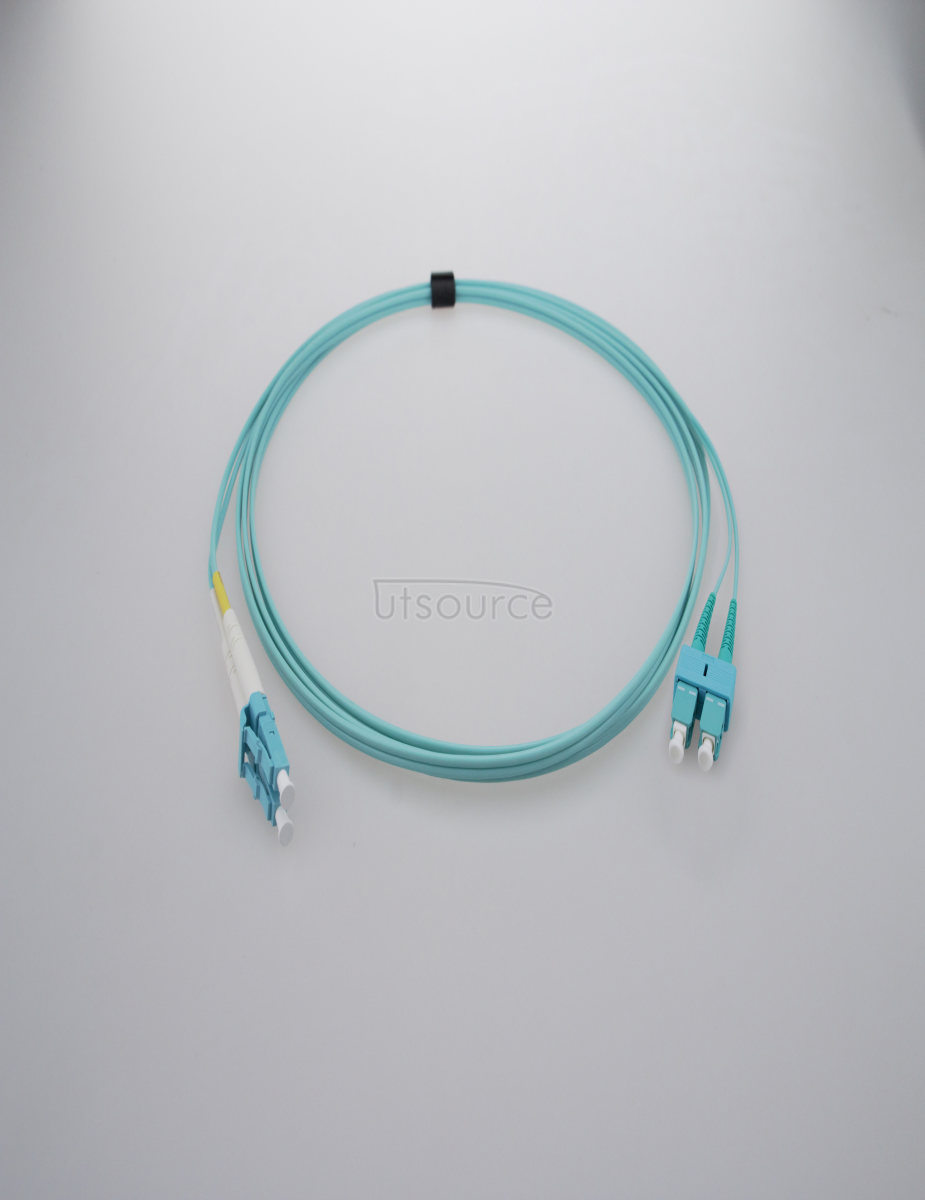 10m (33ft) LC UPC to SC UPC Duplex 2.0mm PVC(OFNR) OM4 Multimode Fiber Optic Patch Cable