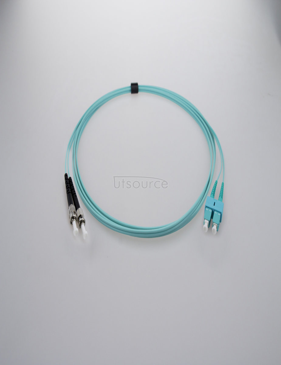 20m (66ft) SC UPC to ST UPC Duplex 2.0mm PVC(OFNR) OM3 Multimode Fiber Optic Patch Cable