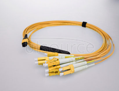 15m (49ft) MTP Female to 4 LC UPC Duplex 8 Fibers OS2 9/125 Single Mode Breakout Cable, Type B, Elite, LSZH, Yellow
