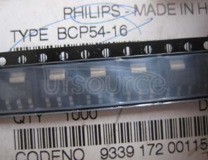 BCP54-16 Ic = 500 mA<br/> Package: PG-SOT223-4<br/> Polarity: NPN<br/> VCEO max: 45.0 V<br/> Ptot max: 2,000.0 mW<br/> hFE min: 40.0 - 250.0<br/> IC: 1,000.0 mA<br/>