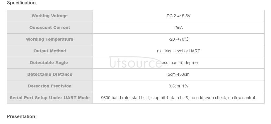 US-100 Temperature Compensation Double Moding Ultrasonic Distance Sensor Module