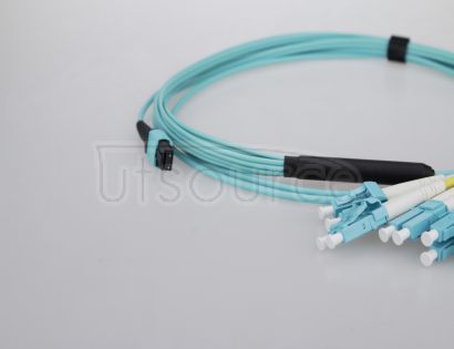 1m (3ft) MTP Female to 6 LC UPC Duplex 12 Fibers OM3 50/125 Multimode HD BIF Breakout Cable, Type A, LSZH, Aqua