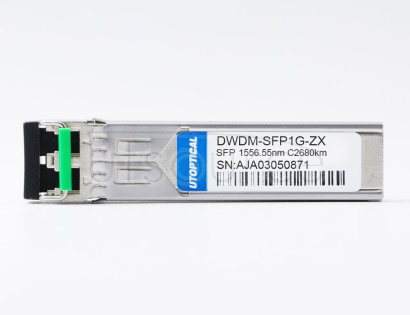 HPE DWDM-SFP1G-56.55-80 Compatible DWDM-SFP1G-ZX  1556.55nm 80km DOM Transceiver Every transceiver is individually tested on a full range of HP equipment and passed the monitoring of Utoptical's intelligent quality control system.