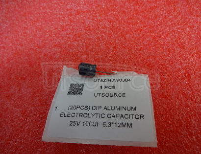 (20pcs) DIP Aluminum Electrolytic Capacitor 25V 100uF 6.3*12mm 