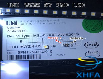 Original UNI LED 3535 3537 Light Beads Cool white High Power 1W 3V 90LM For LED LCD TV Backlight Application