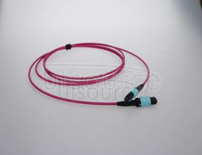 3m (10ft) MTP Female to Female 12 Fibers OM4 50/125 Multimode Trunk Cable, Type A, Elite, Plenum (OFNP), Magenta Key up to key down, 0.35dB IL, 3.0mm cable jacket, the MTP trunk cable is designed for high-density cabling applications.