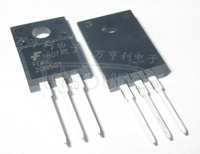 FDPF20N50T UniFET? N-Channel MOSFET, Fairchild Semiconductor
UniFET? MOSFET is Fairchild Semiconductor's high voltage MOSFET family. It has the smallest on-state resistance among the planar MOSFETs, and also provides superior switching performance and higher avalanche energy strength. In addition, the internal gate-source ESD diode allows UniFET-II? MOSFET to withstand over 2000V HBM surge stress.
UniFET? MOSFETs are suitable for switching power converter applications, such as power factor correction (PFC), flat panel display (FPD) TV power, ATX (Advanced Technology eXtended) and electronic lamp ballasts.