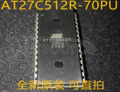 AT27C512R-70PU The Microchip AT27C512R is a low-power, high-performance 512-Kbit One Time Programmable EPROM organized as 64-Kbit x 8. Requiring a single 5V power supply, in normal read mode operation typical power consumption is only 8 mA in active mode and less than 10 ?A in standby mode. Any byte can be accessed in less than 45 ns, eliminating the need for speed reducing WAIT states on high-performance microprocessor systems.