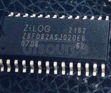 Z8F082ASJ020EG Z8 Encore! Xp Microcontroller - Z8F082A Series<br/> SRAM: 1KB<br/> 10-bit A/D: 4,7,8<br/> 16-bit Timers: 2<br/> Program Memory: Flash<br/> Voltage Range: 2.7 - 3.6<br/> ROM KB: 8 kb,8<br/> Communication Interfaces: UART<br/> RAM bytes: 1K<br/> Analog Features: Temp.Sensor,1 Comparator,4-ch 10bit ADC<br/> Other Features: POR,VBO,Int. Precision Osc.<br/> Speed MHz: 20<br/> Pin Count: 20,28,8<br/> Timers: 2 16 - bit<br/> I/O: 23,17,6<br/> Package: PDIP,SOIC,SSOP,QFN<br/> External Memory: --<br/> EMAC: --<br/> Package: SOIC<br/> I/O: 23