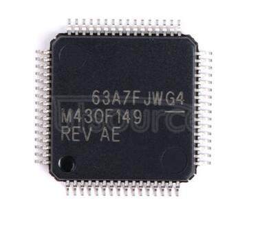 MSP430F149IPMR 16-Bit Ultra-Low-Power Microcontroller, 60 kB Flash, 2KB RAM, 12 bit ADC, 2 USARTs, HW multiplier 64-LQFP -40 to 85
