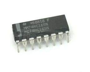 MM74HC165N Parallel-in/Serial-out 8-Bit Shift Register<br/> Package: DIP<br/> No of Pins: 16<br/> Container: Rail