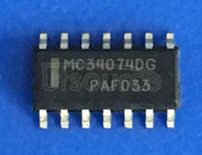 MC34074DG 3-44V Quad Channel Operational Amplifier, Ta = 0 to +70&#0176<br/>C - Pb-free<br/> Package: SOIC 14 LEAD<br/> No of Pins: 14<br/> Container: Rail<br/> Qty per Container: 55