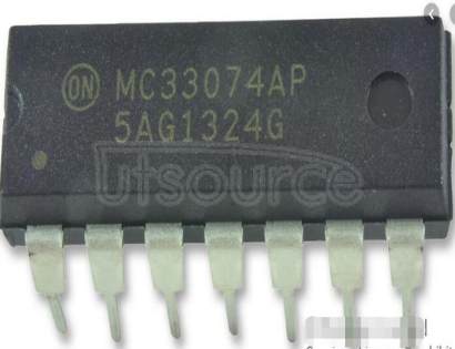 MC33074APG 3-44V Quad Channel Operational Amplifier with 3mV VIO, Ta = -40 to +85&#0176<br/>C - Pb-free<br/> Package: PDIP-14<br/> No of Pins: 14<br/> Container: Rail<br/> Qty per Container: 500