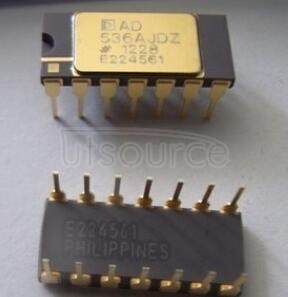 AD536AJDZ The AD536A is a complete monolithic integrated circuit that performs true rms-to-dc conversion. It offers performance comparable or superior to that of hybrid or modular units costing much more. The AD536A directly computes the true rms value of any complex input waveform containing ac and dc components. A crest factor compensation scheme allows measurements with 1% error at crest factors up to 7. The wide bandwidth of the device extends the measurement capability to 300 kHz with less than 3 dB errors for signal levels greater than 100 mV.
An important feature of the AD536A, not previously available in rms converters, is an auxiliary dB output pin. The logarithm of the rms output signal is brought out to a separate pin to allow the dB conversion, with a useful dynamic range of 60 dB. Using an externally supplied reference current, the 0 dB level can be conveniently set to correspond to any input level from 0.1 V to 2 V rms.
The AD536A is laser trimmed to minimize input and output offset voltage, to optimize positive and negative waveform symmetry (dc reversal error), and to provide full-scale accuracy at 7 V rms. As a result, no external trims are required to achieve the rated unit accuracy.
The input and output pins are fully protected. The input circuitry can take overload voltages well beyond the supply levels. Loss of supply voltage with the input connected to external circuitry does not cause the device to fail. The output is short-circuit protected.
The AD536A is available in two accuracy grades (J and K) for commercial temperature range (0°C to 70°C) applications, and one grade (S) rated for the ?55°C to +125°C extended range. The AD536AK offers a maximum total error of ±2 mV ± 0.2% of reading, while the AD536AJ and AD536AS have maximum errors of ±5 mV ± 0.5% of reading. All three versions are available in a hermetically sealed 14-lead DIP or a 10-pin TO-100 metal header package. The AD536AS is also available in a 20-terminal leadless hermetically sealed ceramic chip carrier.
The AD536A computes the true root-mean-square level of a complex ac (or ac plus dc) input signal and provides an equivalent dc output level. The true rms value of a waveform is a more useful quantity than the average rectified value because it relates directly to the power of the signal. The rms value of a statistical signal also relates to its standard deviation.
An external capacitor is required to perform measurements to the fully specified accuracy. The value of this capacitor determines the low frequency ac accuracy, ripple amplitude, and settling time.
The AD536A operates equally well from split supplies or a single supply with total supply levels from 5 V to 36 V. With 1 mA quiescent supply current, the device is well suited for a wide variety of remote controllers and battery-powered instruments.