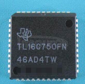 TL16C750FN The TL16C750 is a functional upgrade of the TL16C550C asynchronous communications element (ACE), which in turn is a functional upgrade of the TL16C450. Functionally equivalent to the TL16C450 on power up (character or TL16C450 mode), the TL16C750, like the TL16C550C, can be placed in an alternate mode (FIFO mode). This relieves the CPU of excessive software overhead by buffering received and transmitted characters. The receiver and transmitter FIFOs store up to 64 bytes including three additional bits of error status per byte for the receiver FIFO. The user can choose between a 16-byte FIFO mode or an extended 64-byte FIFO mode. In the FIFO mode, there is a selectable autoflow control feature that can significantly reduce software overload and increase system efficiency by automatically controlling serial data flow through the RTS\ output and the CTS\ input signals (see Figure 1).
The TL16C750 performs serial-to-parallel conversion on data received from a peripheral device or modem and parallel-to-serial conversion on data received from its CPU. The CPU can read the ACE status at any time. The ACE includes complete modem control capability and a processor interrupt system that can be tailored to minimize software management of the communications link.
The TL16C750 ACE includes a programmable baud rate generator capable of dividing a reference clock by divisors from 1 to (216 - 1) and producing a 16× reference clock for the internal transmitter logic. Provisions are also included to use this 16× clock for the receiver logic. The ACE accommodates a 1-Mbaud serial rate (16-MHz input clock) so a bit time is 1 us and a typical character time is 10 us (start bit, 8 data bits, stop bit).
Two of the TL16C450 terminal functions have been changed to TXRDY\ and RXRDY\, which provide signaling to a direct memory access (DMA) controller.