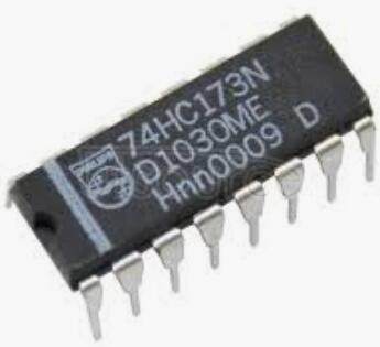 74HC173N Quad D-type flip-flop<br/> positive-edge trigger<br/> 3-state - Description: Quad D-Type Flip-Flop<br/> Postive-Edge Trigger<br/> 3-State <br/> Fmax: 88 MHz<br/> Logic switching levels: CMOS <br/> Output drive capability: +/- 7.8 mA <br/> Power dissipation considerations: Low Power or Battery Applications <br/> Propagation delay: 17@5V ns<br/> Voltage: 2.0-6.0 V