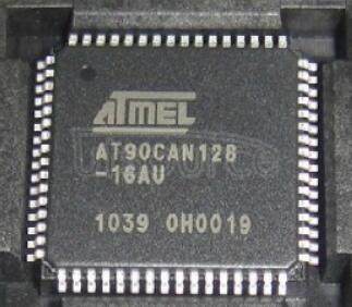 AT90CAN128-16AU The high-performance, low-power Microchip 8-bit AVR RISC-basedmicrocontroller combines 128 KB ISP flash memory, 4KB EEPROM, 4KB SRAM, 53 general purpose I/O lines, 32 general purpose working registers, CAN controller (V2.0A/V2.0B compliant), real time counter, four flexible timer/counters with compare modes and PWM, two USARTs, byte oriented two-wire serial interface, an 8-channel 10-bit A/D converter with optional differential input stage with programmable gain, programmable watchdog timer with internal oscillator, SPI serial port, JTAG test interface (IEEE 1149.1 compliant) for on-chip debugging, and five software selectable power saving modes. The device supports a throughput of 16 MIPS at 16 MHz and operates between 2.7-5.5 volts.
