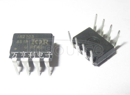 IR2103PBF Half Bridge Driver, Separate High and Low Side Inputs, Inverting Low Side Input, Fixed 520ns Deadtime in a 8-pin DIP package<br/> A IR2103 packaged in a Lead-Free 8-Lead PDIP