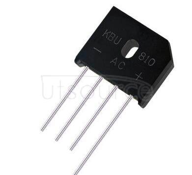 KBU810 Bridge Rectifier - KBU Series
The KBU Series offers a range of bridge rectifiers in 600 V/1000 V with a forward current of 6A up to 25A. There are two types available, the silicon or the glass passivated type (G suffix). They are widely seen on printed circuit board (PCB) applications and are used 