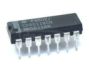 CD4011BCN(MM5611BN) Quad 2-Input NAND Buffered B Series Gate<br/> Package: DIP<br/> No of Pins: 14<br/> Container: Rail