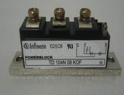 TD104N08KOF Silicon Controlled Rectifier, 160A I(T)RMS, 104000mA I(T), 800V V(DRM), 800V V(RRM), 1 Element,