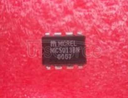 MIC5013BN MOSFET Driver IC<br/> MOSFET Driver Type:Single Driver, High or Low Side<br/> High Side MOSFET Drive Type:On-Chip Charge Pump<br/> Rise Time:60us<br/> Fall Time:4us<br/> Load Capacitance:1000pF<br/> Package/Case:8-DIP<br/> Number of Drivers:1