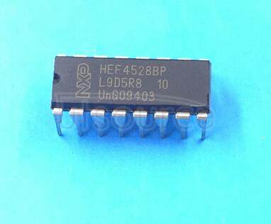 HEF4528BP,652 Dual monostable multivibrator - Description: Dual Retriggerable Monostable Multivibrator with Reset <br/> Logic switching levels: CMOS <br/> Number of pins: 16 <br/> Output drive capability: +/- 2.4 mA @ 15 V <br/> Power dissipation considerations: Low Power or Automotive Applications <br/> Propagation delay: 40@15V ns<br/> Voltage: 4.5-15.5 V<br/> Package: SOT38-4 DIP16<br/> Container: Bulk Pack, CECC